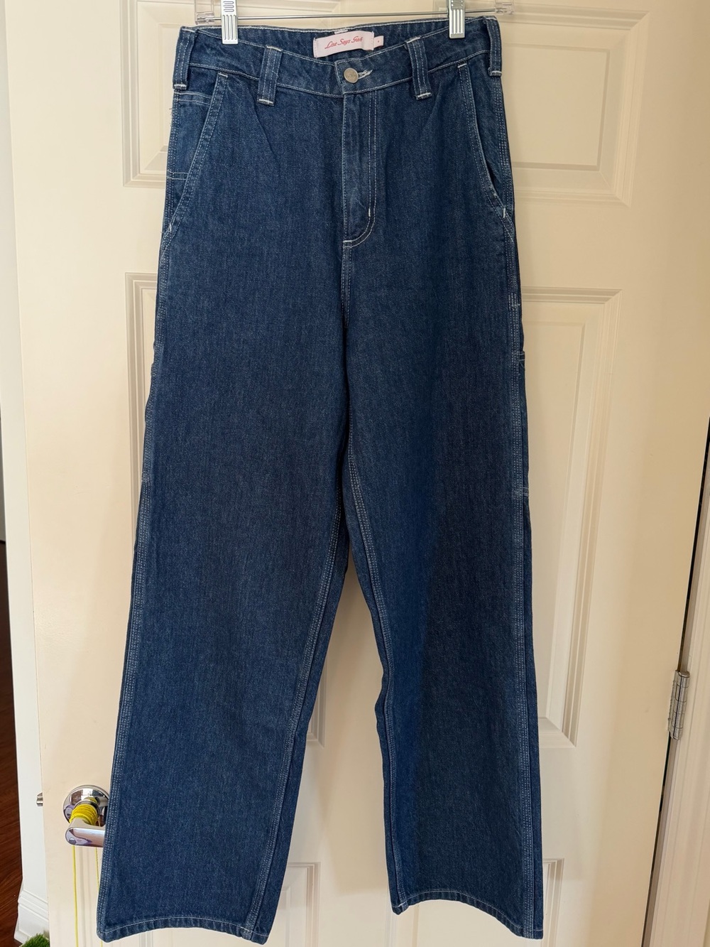 Lisa Says Gah Dark Blue Wide-Leg Utility Jeans - Picture 5 of 7